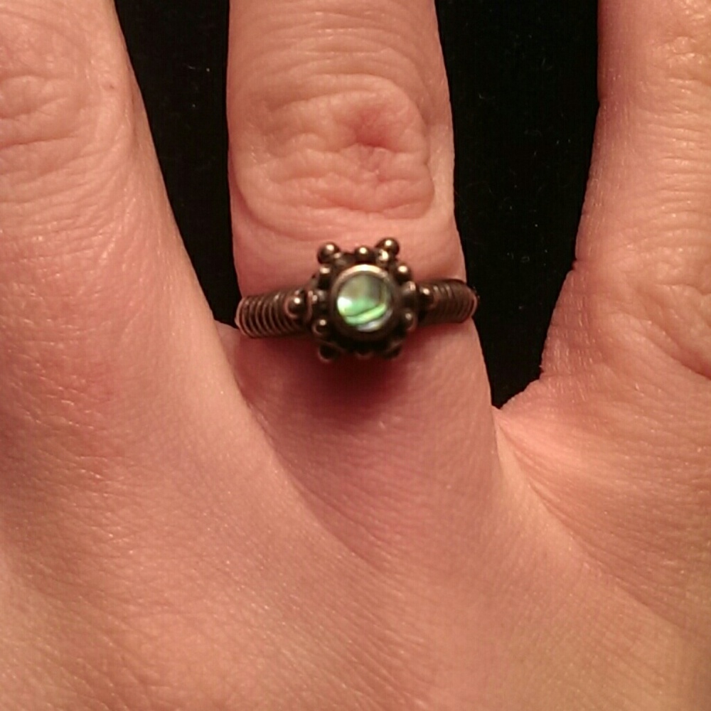 Vtg 90's Sterling Silver Iridescent Abalone Ring